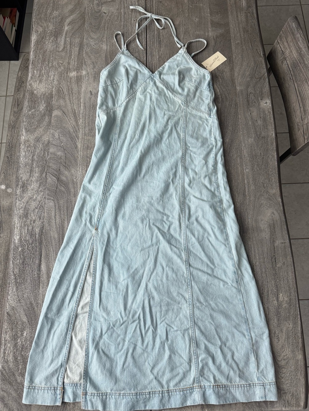 Universal Thread Pale Blue Maxi Halter Dress with Side Slit